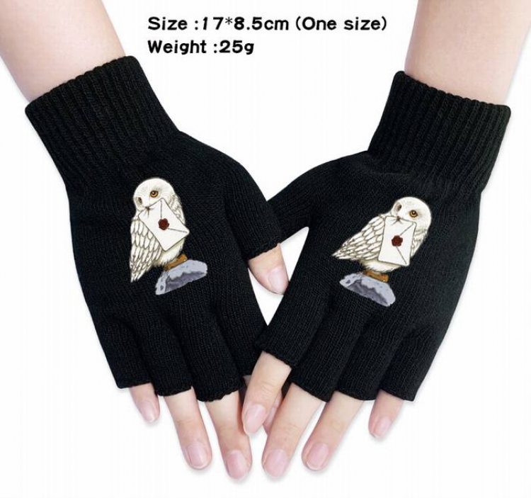 Harry Potter-12A Black Anime knitted half finger gloves