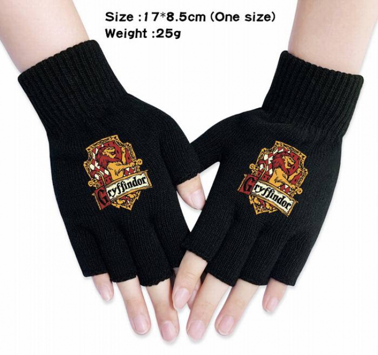 Harry Potter-17A Black Anime knitted half finger gloves