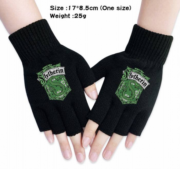 Harry Potter-18A Black Anime knitted half finger gloves