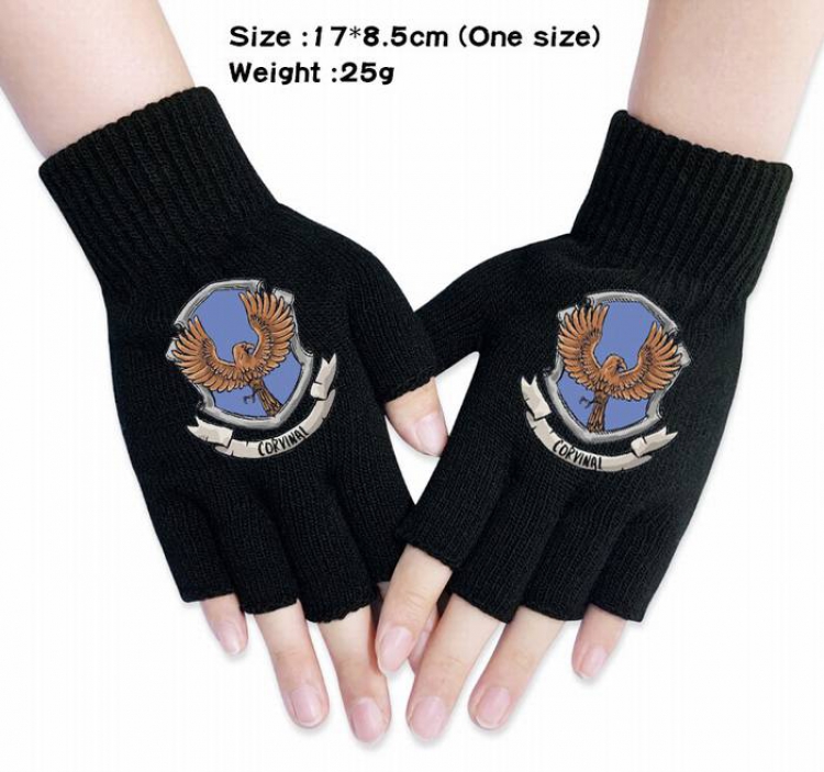 Harry Potter-4A Black Anime knitted half finger gloves