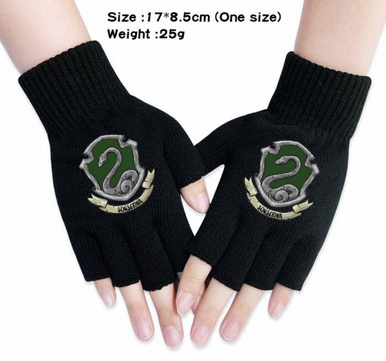 Harry Potter-7A Black Anime knitted half finger gloves
