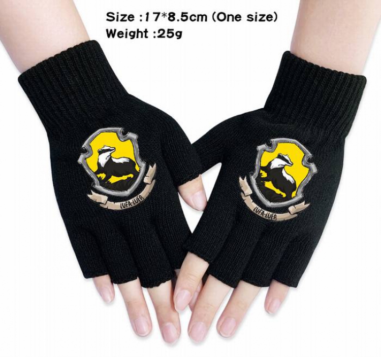 Harry Potter-6A Black Anime knitted half finger gloves