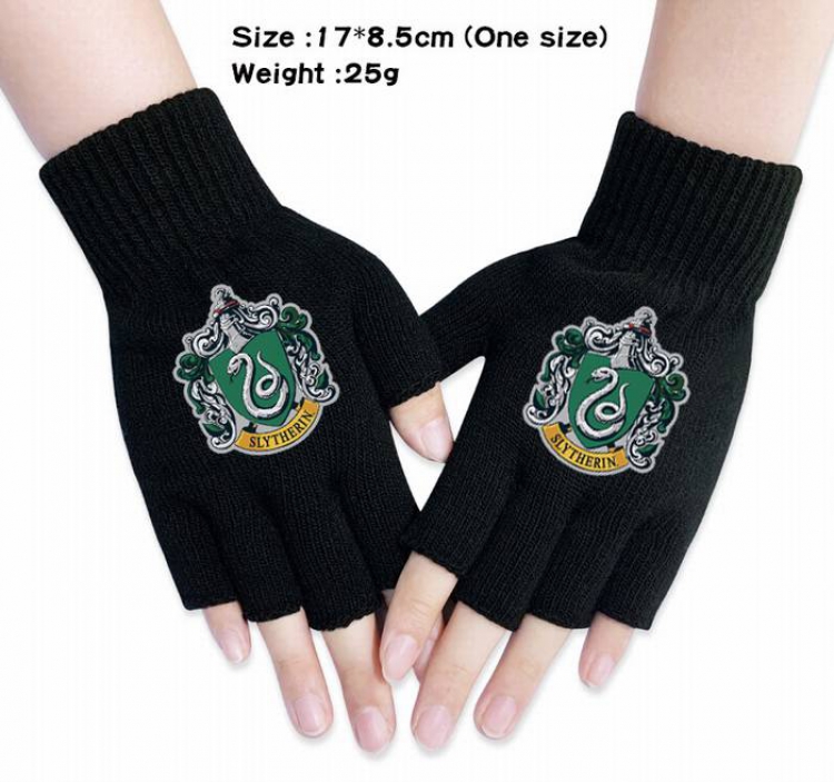 Harry Potter-8A Black Anime knitted half finger gloves