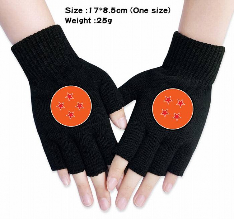 Dragon Ball-10A Black Anime knitted half finger gloves