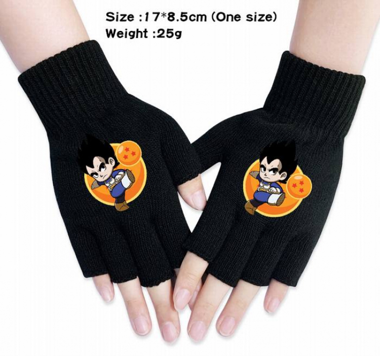 Dragon Ball-17A Black Anime knitted half finger gloves