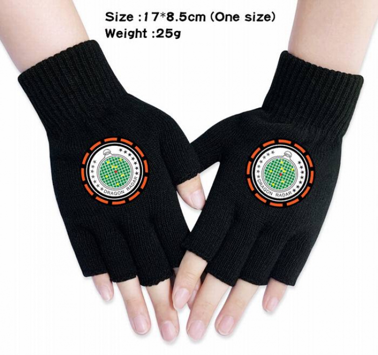 Dragon Ball-1A Black Anime knitted half finger gloves