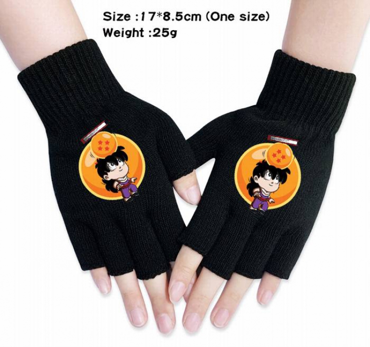 Dragon Ball-20A Black Anime knitted half finger gloves