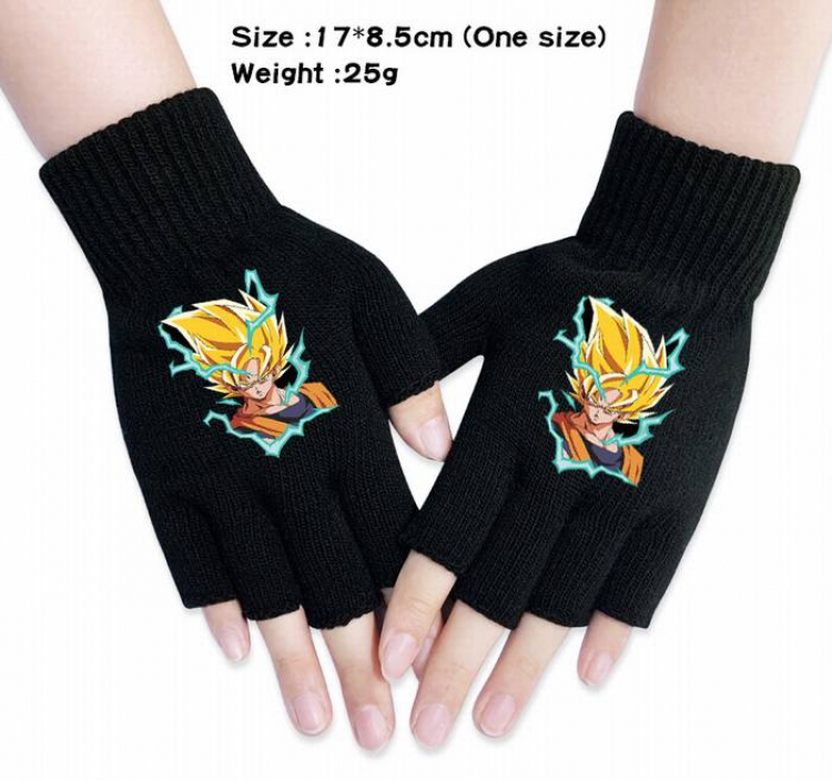Dragon Ball-25A Black Anime knitted half finger gloves