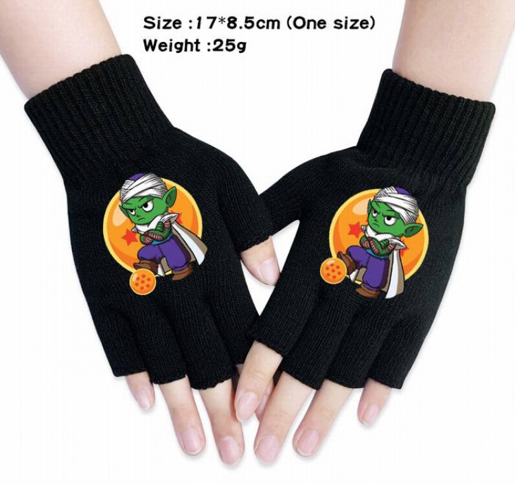 Dragon Ball-21A Black Anime knitted half finger gloves