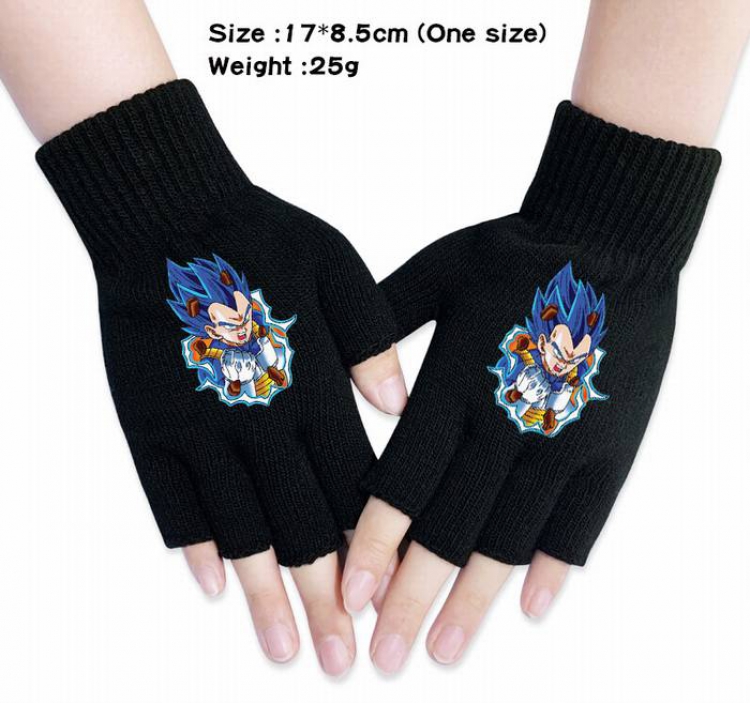 Dragon Ball-24A Black Anime knitted half finger gloves