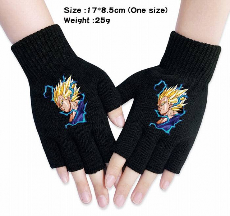 Dragon Ball-26A Black Anime knitted half finger gloves