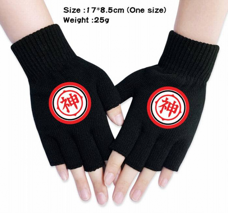 Dragon Ball-7A Black Anime knitted half finger gloves