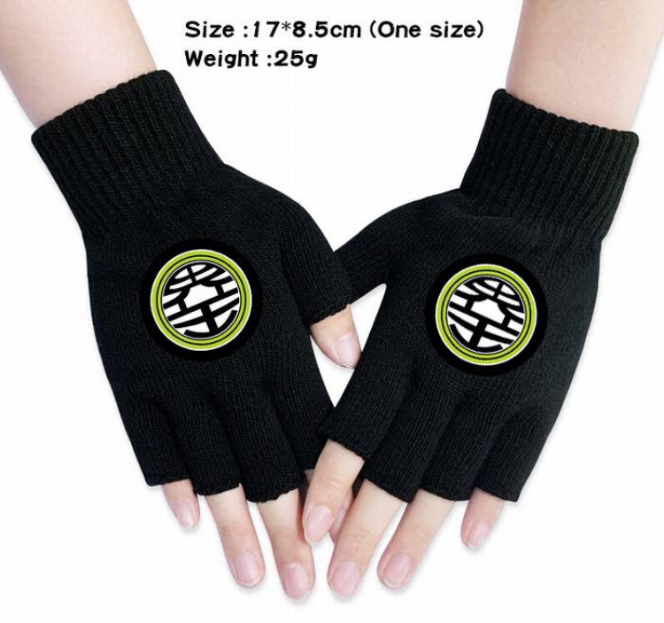 Dragon Ball-9A Black Anime knitted half finger gloves