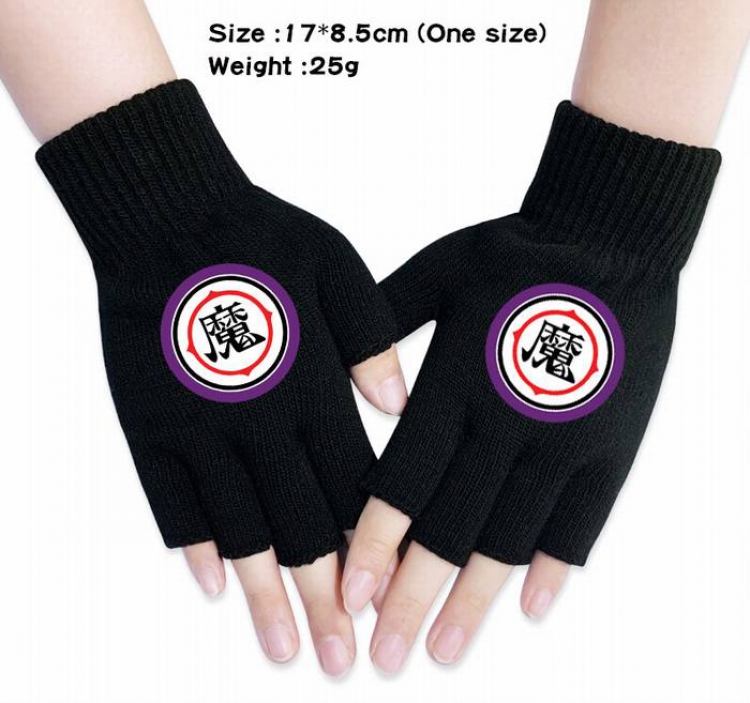 Dragon Ball-8A Black Anime knitted half finger gloves