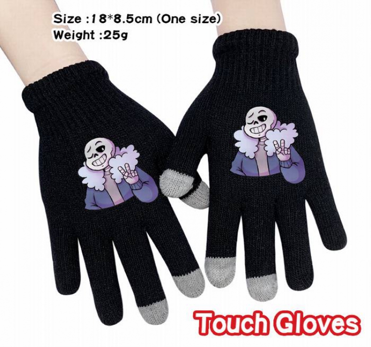 Undertable-3A Black Anime knit full finger touch screen gloves