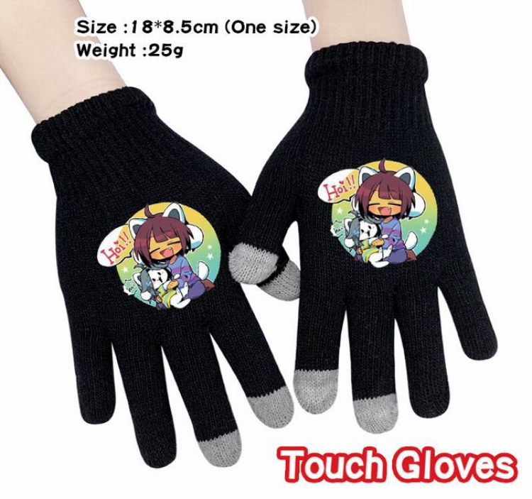 Undertable-4A Black Anime knit full finger touch screen gloves