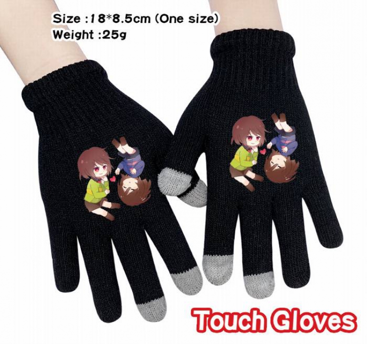 Undertable-8A Black Anime knit full finger touch screen gloves