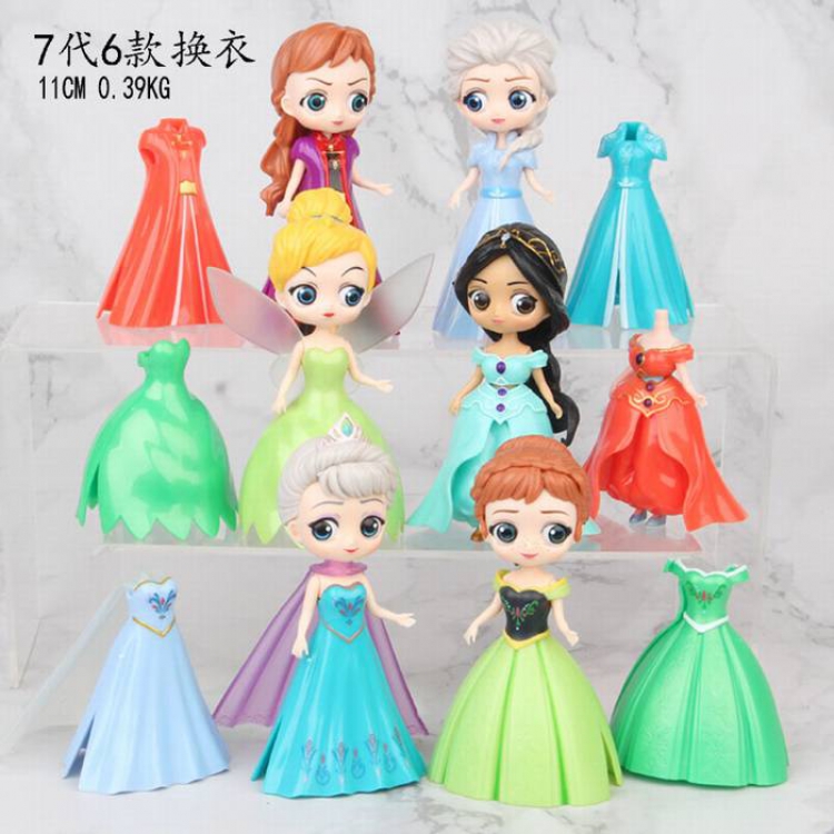 Disney Princess a set of six Bagged Figure Decoration Model 11CM 0.39KG