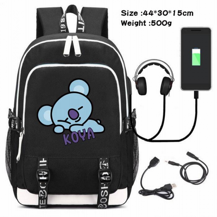 BTS-001 Anime USB Charging Backpack Data Cable Backpack