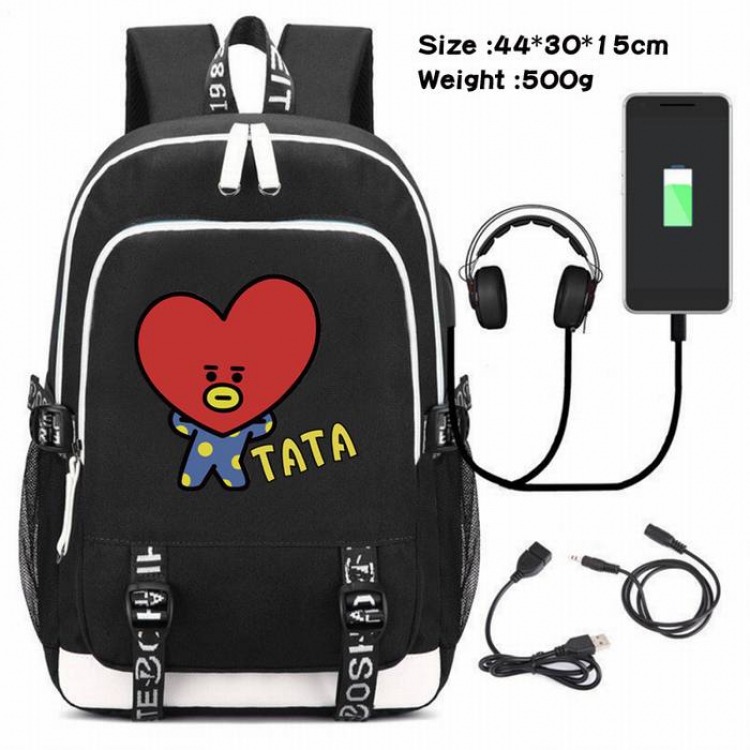 BTS-007 Anime USB Charging Backpack Data Cable Backpack