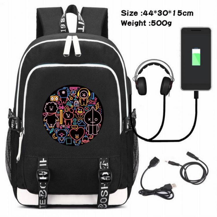 BTS-014 Anime USB Charging Backpack Data Cable Backpack
