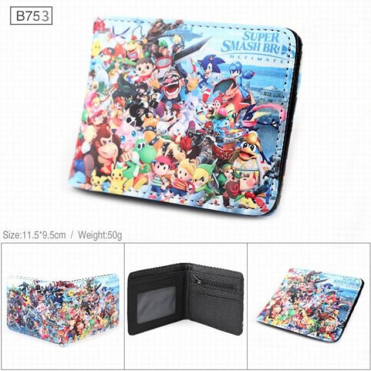 Nintendo Full color PU twill two fold short wallet B753