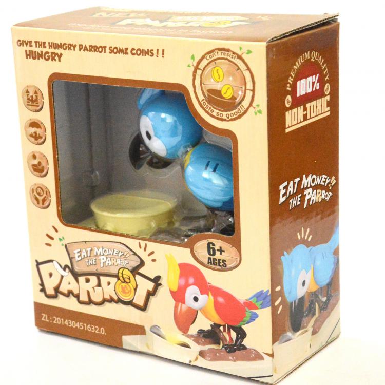 Parasol Blue Parrot Electric money piggy bank(No battery)16.2X8X18CM