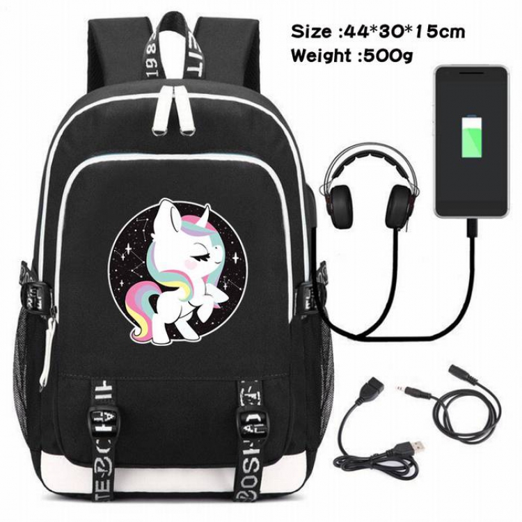 Unicorn-085 Anime USB Charging Backpack Data Cable Backpack