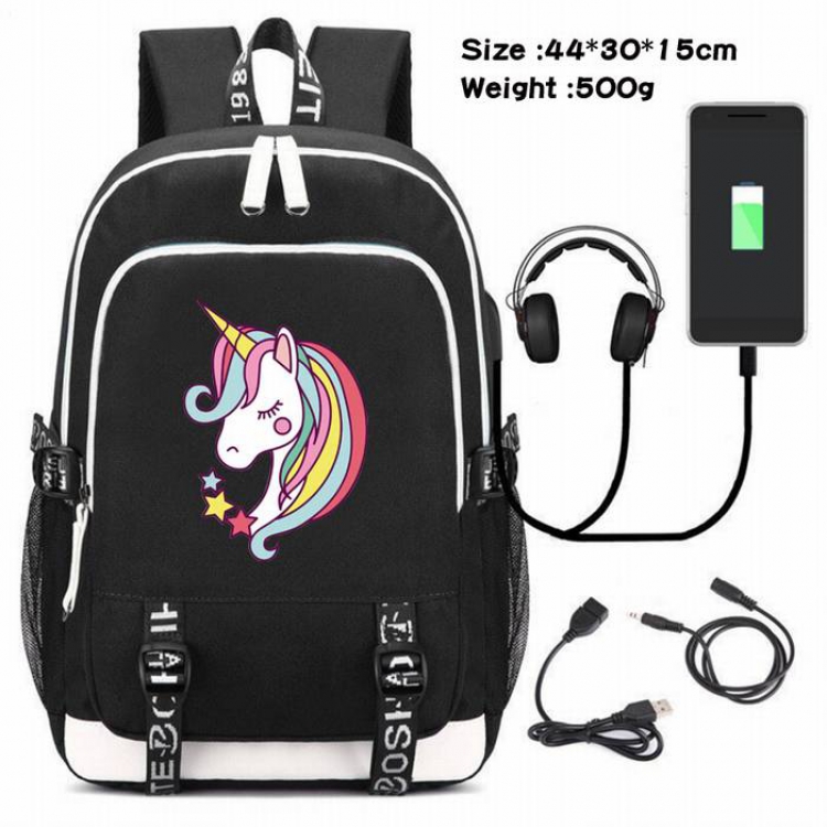 Unicorn-082 Anime USB Charging Backpack Data Cable Backpack