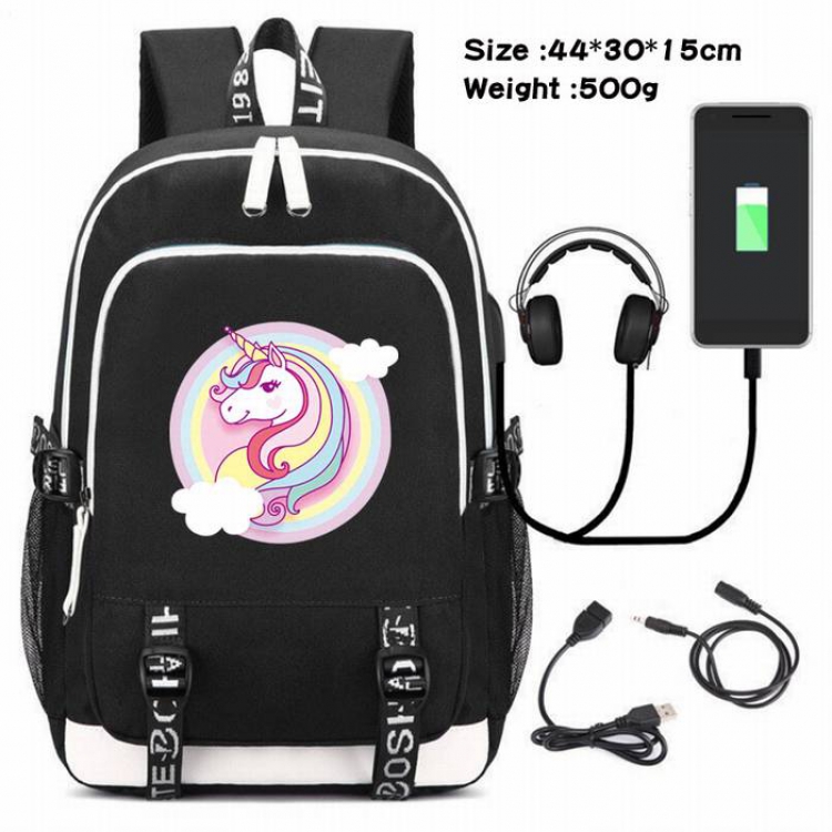 Unicorn-084 Anime USB Charging Backpack Data Cable Backpack