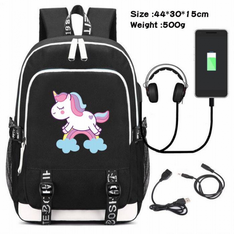 Unicorn-086 Anime USB Charging Backpack Data Cable Backpack