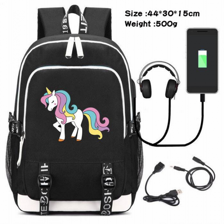 Unicorn-090 Anime USB Charging Backpack Data Cable Backpack