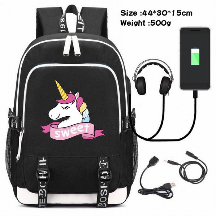 Unicorn-088 Anime USB Charging Backpack Data Cable Backpack
