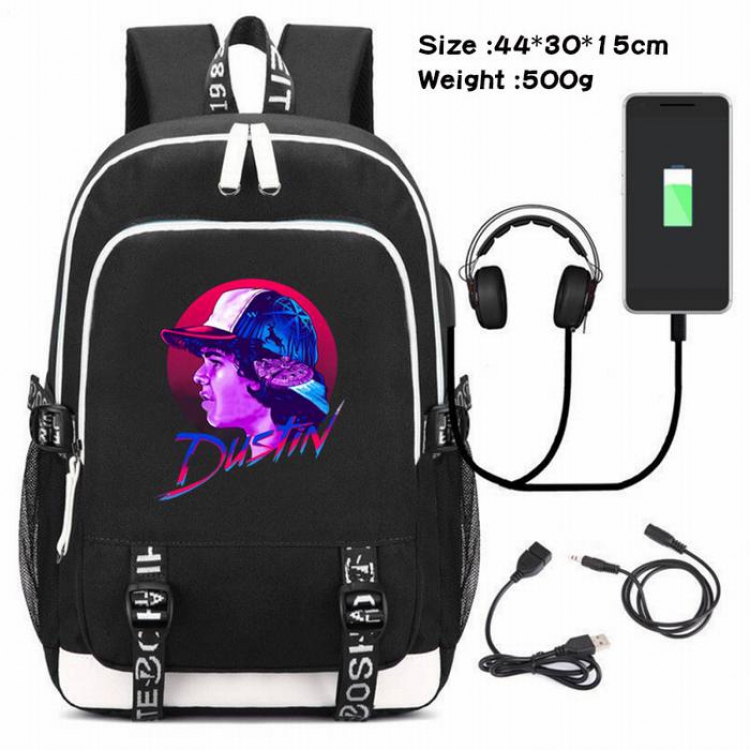Stranger Things-100 Anime USB Charging Backpack Data Cable Backpack
