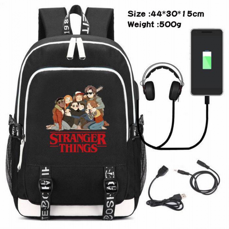 Stranger Things-108 Anime USB Charging Backpack Data Cable Backpack