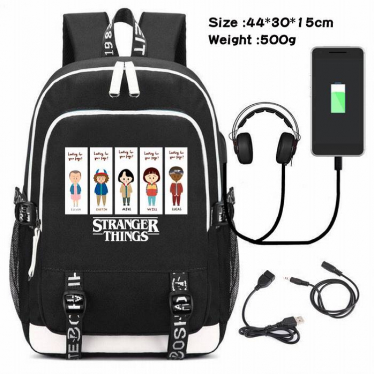 Stranger Things-105 Anime USB Charging Backpack Data Cable Backpack