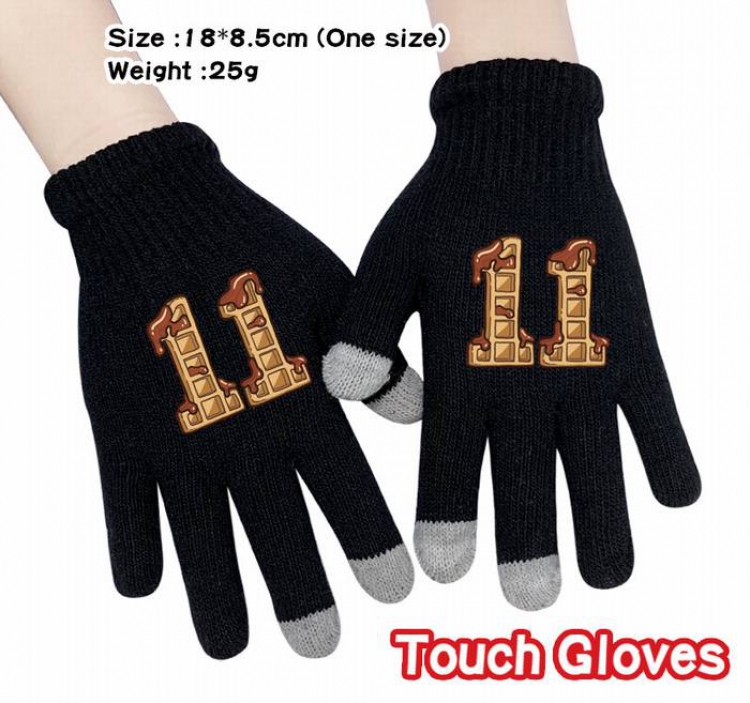 Stranger Things-2A Black Anime knit full finger touch screen gloves