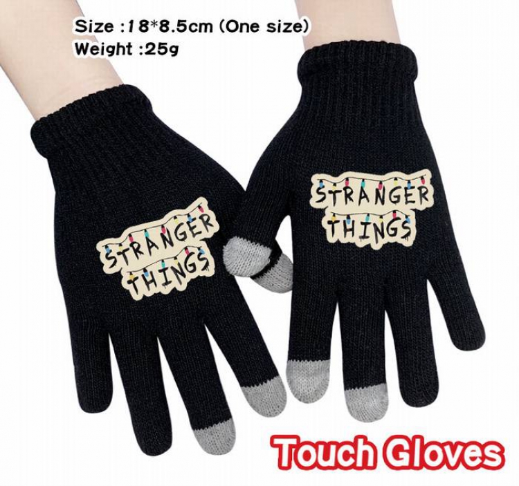 Stranger Things-12A Black Anime knit full finger touch screen gloves