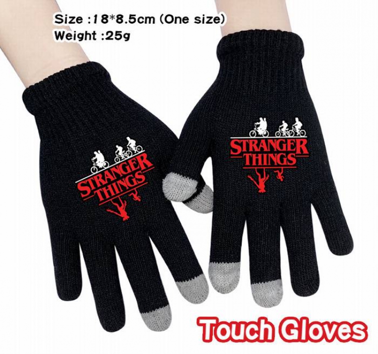 Stranger Things-7A Black Anime knit full finger touch screen gloves