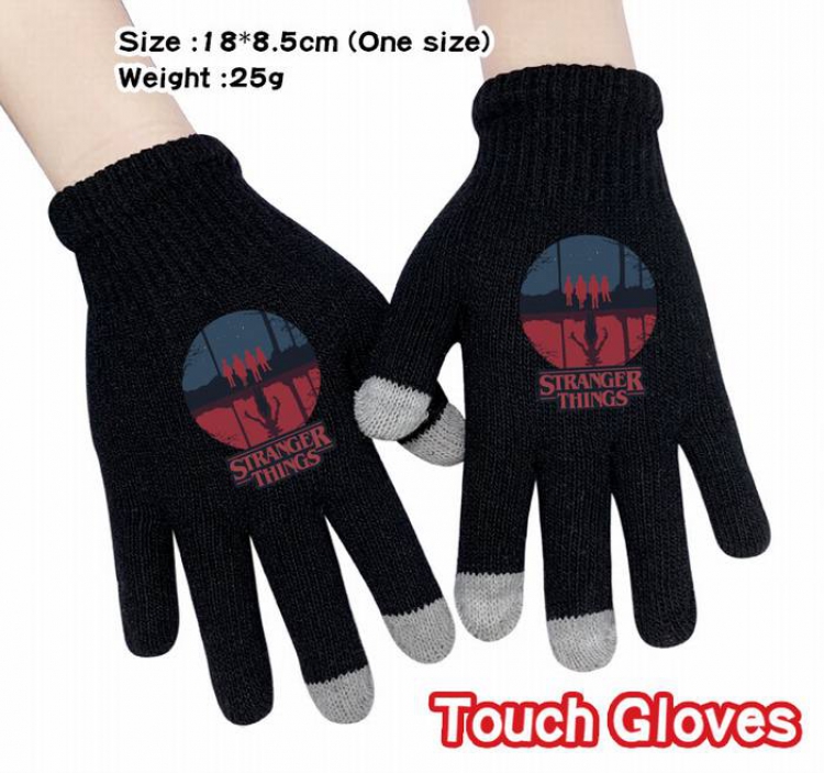 Stranger Things-8A Black Anime knit full finger touch screen gloves