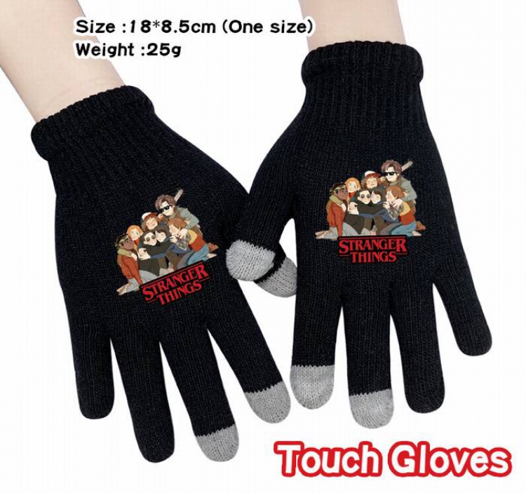 Stranger Things-9A Black Anime knit full finger touch screen gloves