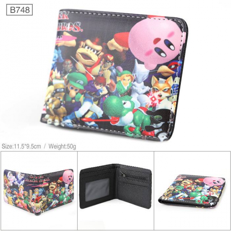 Nintendo Full color PU twill two fold short wallet B748