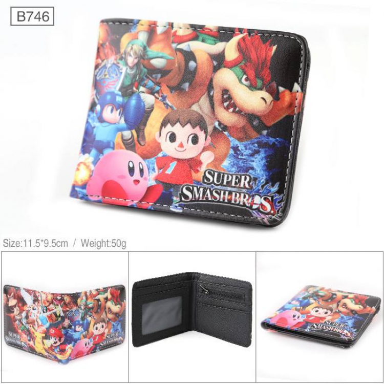 Nintendo Full color PU twill two fold short wallet B746