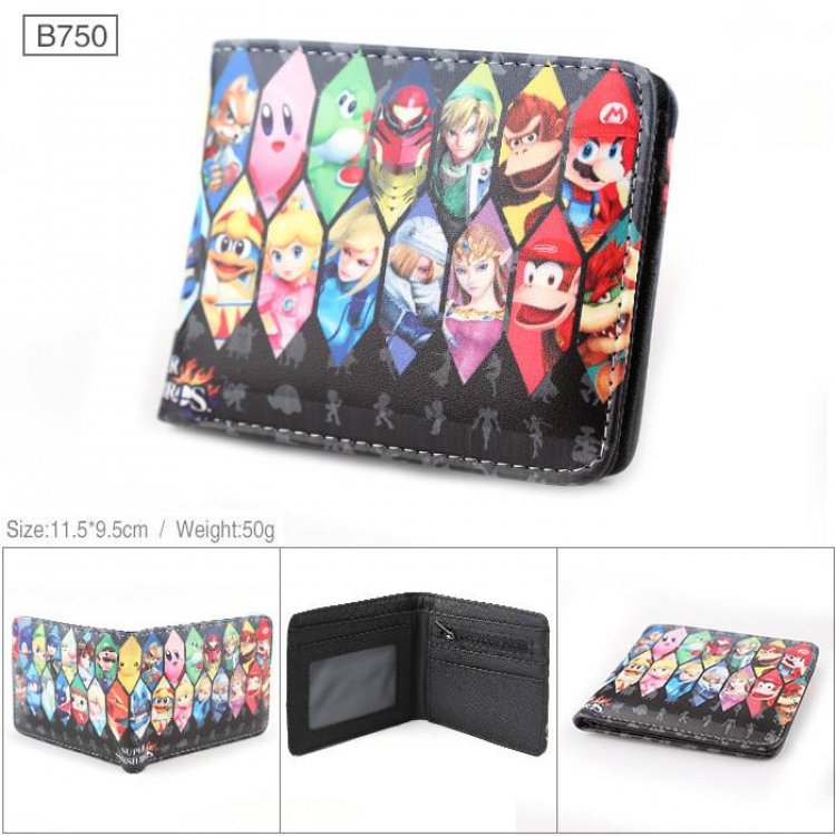 Nintendo Full color PU twill two fold short wallet B750