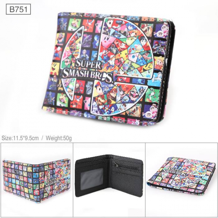 Nintendo Full color PU twill two fold short wallet B751