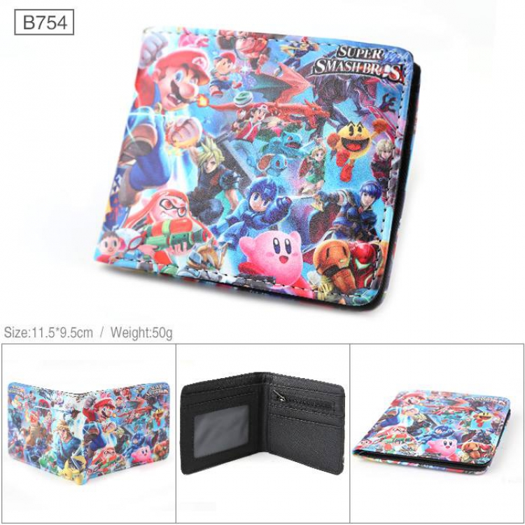 Nintendo Full color PU twill two fold short wallet B754