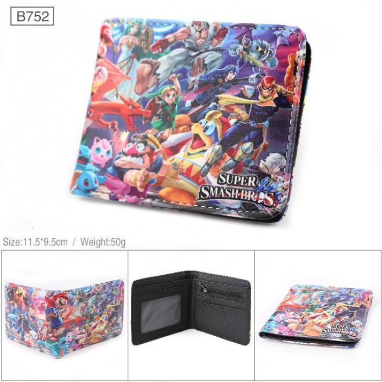 Nintendo Full color PU twill two fold short wallet B752