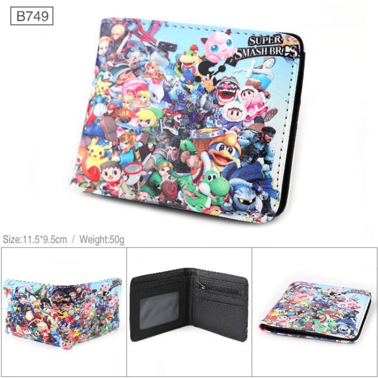 Nintendo Full color PU twill two fold short wallet B749