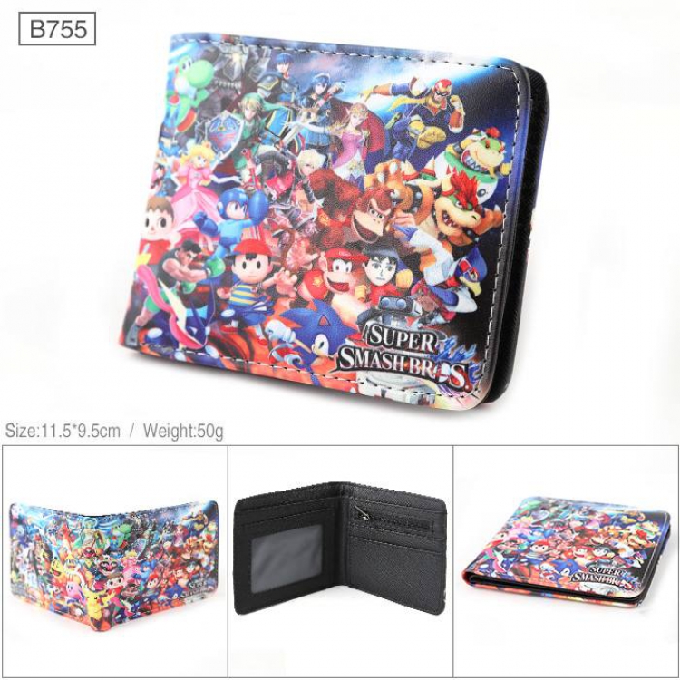 Nintendo Full color PU twill two fold short wallet B755