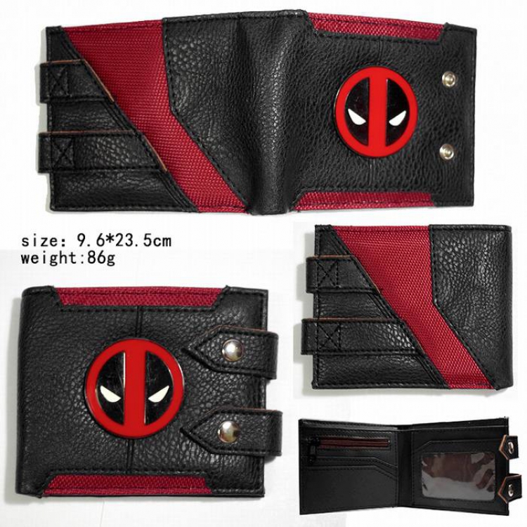 Deadpool PU Tri-fold button wallet